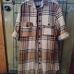 Plaid Button-Up Women's Coat
